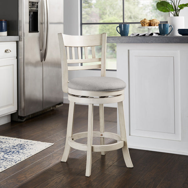 Jaxley Swivel Counter Stool Rubberwood Lattice Back Padded Seat Cottage Kitchen Bar