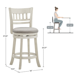 Jaxley Swivel Counter Stool Rubberwood Lattice Back Padded Seat Cottage Kitchen Bar