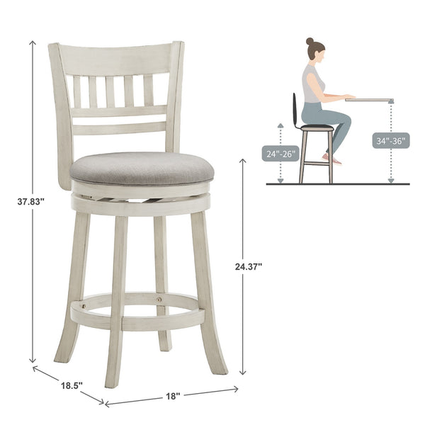 Jaxley Swivel Counter Stool Rubberwood Lattice Back Padded Seat Cottage Kitchen Bar