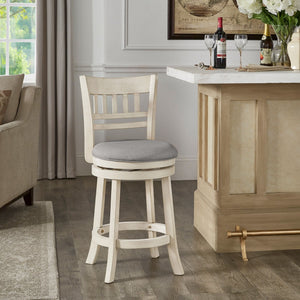 Jaxley Swivel Counter Stool Rubberwood Lattice Back Padded Seat Cottage Kitchen Bar
