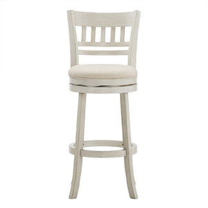 Jaxley Swivel Barstool Rubberwood Lattice Back Cushioned Kitchen Island Seating