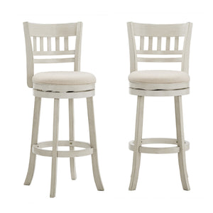 Jaxley Swivel Barstool Rubberwood Lattice Back Cushioned Kitchen Island Seating