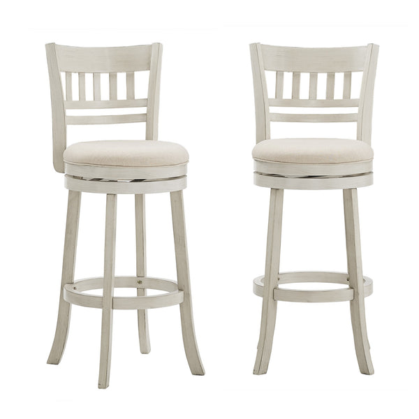 Jaxley Swivel Barstool Rubberwood Lattice Back Cushioned Kitchen Island Seating