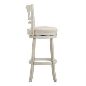 Jaxley Swivel Barstool Rubberwood Lattice Back Cushioned Kitchen Island Seating