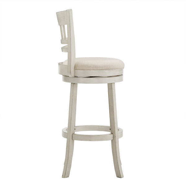 Jaxley Swivel Barstool Rubberwood Lattice Back Cushioned Kitchen Island Seating