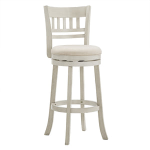 Jaxley Swivel Barstool Rubberwood Lattice Back Cushioned Kitchen Island Seating