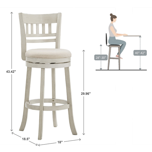 Jaxley Swivel Barstool Rubberwood Lattice Back Cushioned Kitchen Island Seating