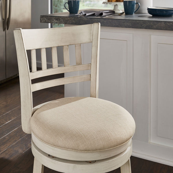 Jaxley Swivel Barstool Rubberwood Lattice Back Cushioned Kitchen Island Seating