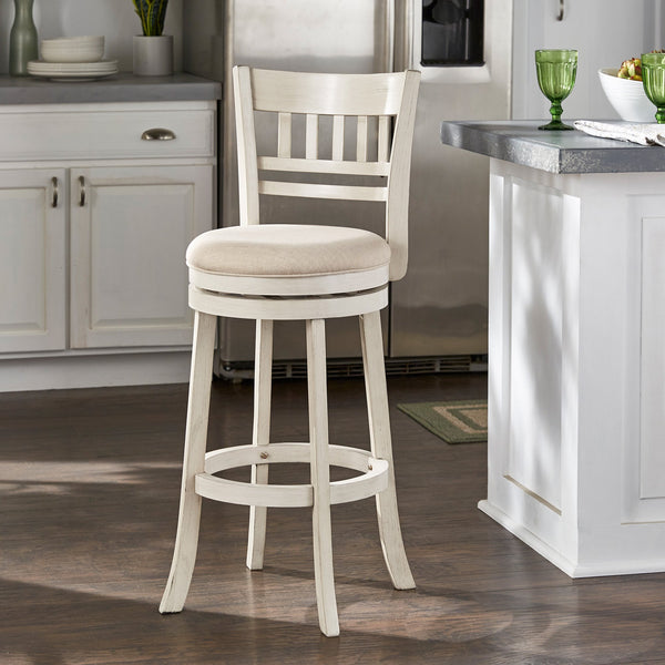 Jaxley Swivel Barstool Rubberwood Lattice Back Cushioned Kitchen Island Seating