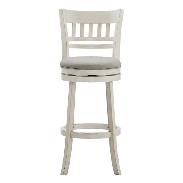 Homelegance Jaxley Swivel Barstool Rubberwood Lattice Back Cushioned Kitchen Island Seating Antique White / Grey 014WH-29GL