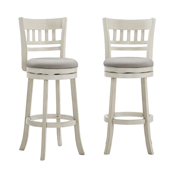 Jaxley Swivel Barstool Rubberwood Lattice Back Cushioned Kitchen Island Seating