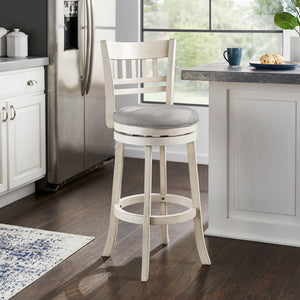 Jaxley Swivel Barstool Rubberwood Lattice Back Cushioned Kitchen Island Seating