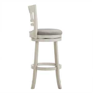 Jaxley Swivel Barstool Rubberwood Lattice Back Cushioned Kitchen Island Seating