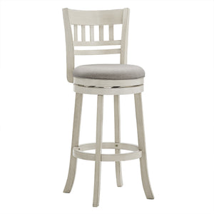 Jaxley Swivel Barstool Rubberwood Lattice Back Cushioned Kitchen Island Seating