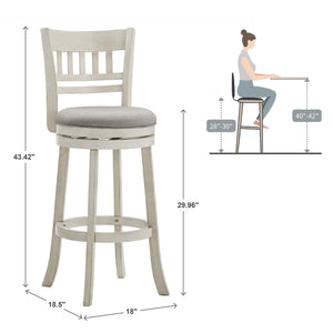 Jaxley Swivel Barstool Rubberwood Lattice Back Cushioned Kitchen Island Seating