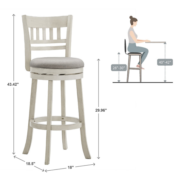 Jaxley Swivel Barstool Rubberwood Lattice Back Cushioned Kitchen Island Seating