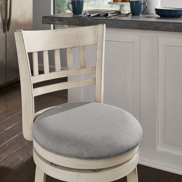Jaxley Swivel Barstool Rubberwood Lattice Back Cushioned Kitchen Island Seating