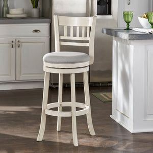 Jaxley Swivel Barstool Rubberwood Lattice Back Cushioned Kitchen Island Seating