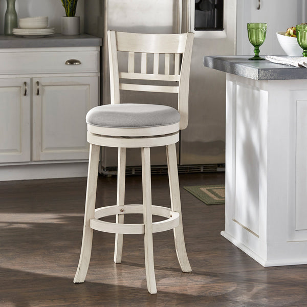 Jaxley Swivel Barstool Rubberwood Lattice Back Cushioned Kitchen Island Seating