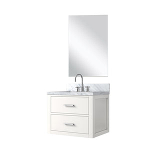 English Elm White Single Bath Vanity Set With Acrylic Countertop, Frameless Mirror & Chrome Faucet For Small Spaces B2731S01970-GIGA