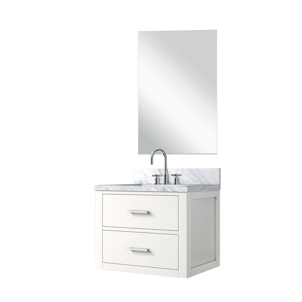 English Elm White Single Bath Vanity Set With Acrylic Countertop, Frameless Mirror & Chrome Faucet For Small Spaces B2731S01970-GIGA