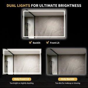 English Elm 48" Led Bathroom Vanity Mirror with Front Back Lighting Dimmable Anti-fog W1920P493139