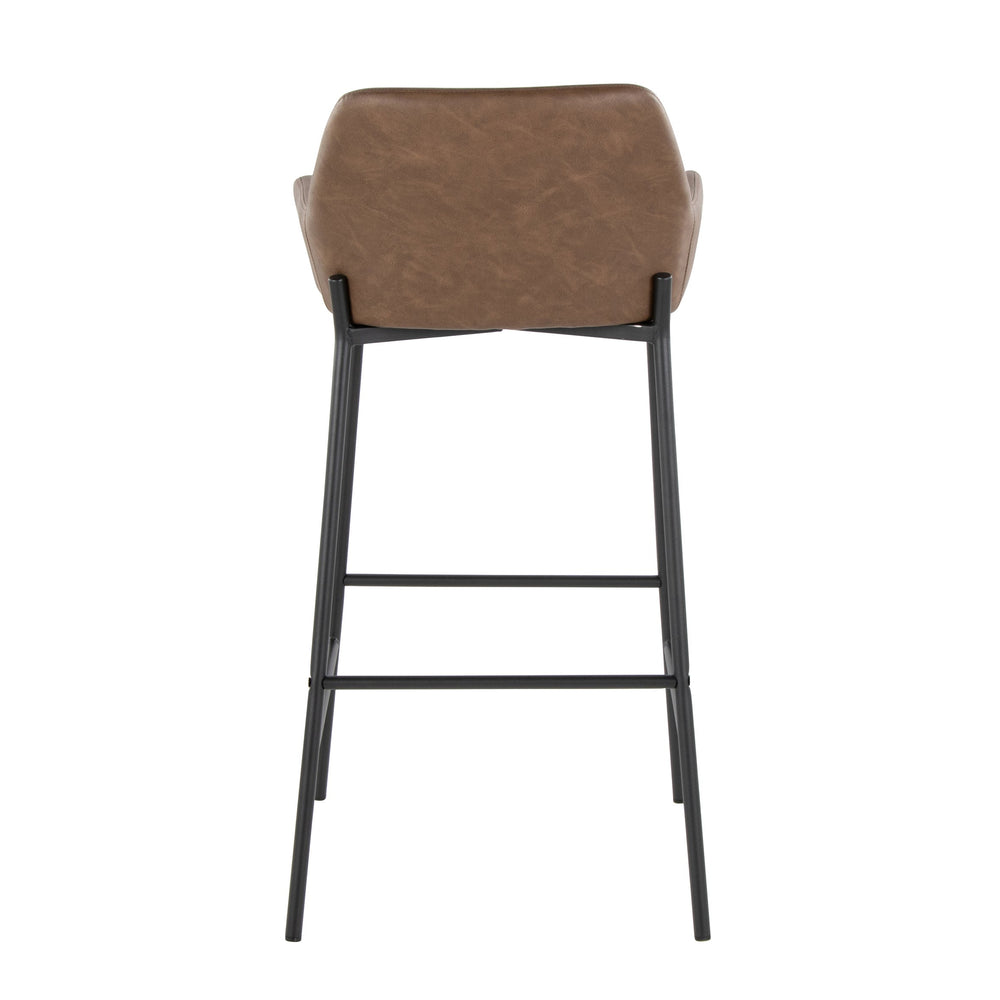 English Elm Daniella 30" Modern Barstool Set Of 2 In Black Metal & Espresso Faux Leather For Kitchen Comfort B202S00550