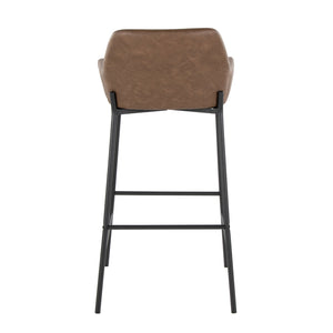 English Elm Daniella 30" Modern Barstool Set Of 2 In Black Metal & Espresso Faux Leather For Kitchen Comfort B202S00550