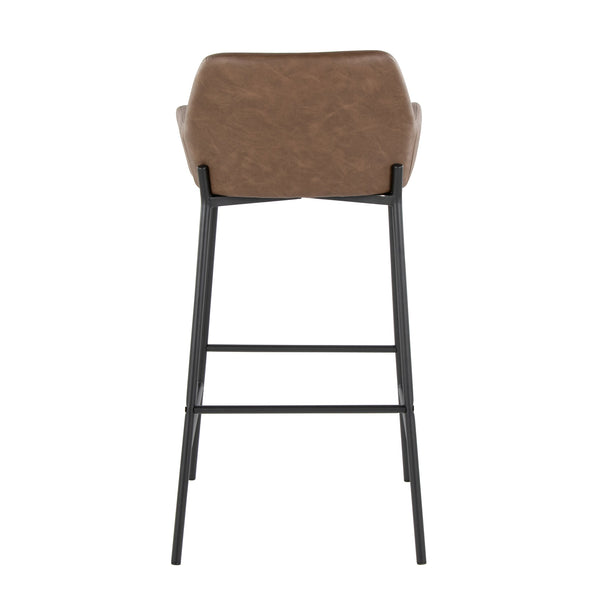 English Elm Daniella 30" Modern Barstool Set Of 2 In Black Metal & Espresso Faux Leather For Kitchen Comfort B202S00550