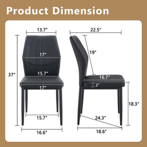 English Elm Set of 3 Ergonomic Pu Leather Dining Chairs with Metal Frame and Foam Cushion W1151P442911