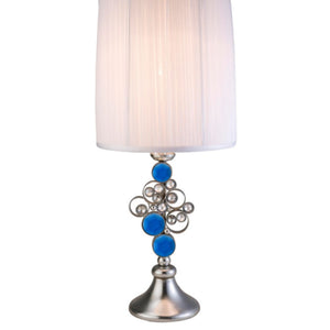 English Elm 28" Elegant Metal Table Lamp with Crystal Strand Inner Shade and White Linen Outer Shade, UL Listed Silver B072116199