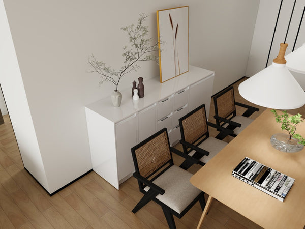 English Elm 72" Modular Freestanding Cabinet Glossy White Plywood Soft Close Bathroom Storage W999S00522