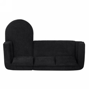 English Elm 106" L-shaped Sectional Sofa Modular Chaise Lounge Neutral Fabric Living Room Black N771P396321H_N771P396322H