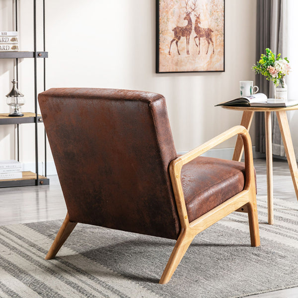 English Elm Classic Mid Century Modern Accent Chair with Espresso Wood Frame, Plush Microfiber Cushioning & Retro Appeal Brown B2735P271037