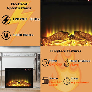English Elm Nysa Glam Electric Fireplace with Mirrored Surround and Faux Crystal Led Accent B2726P446685
