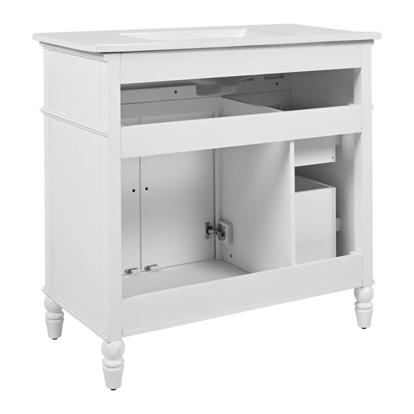 English Elm Christopher Knight Home® - 36" Bathroom Vanity with Sink - Freestanding Ceramic Top, Soft-Close Doors & Drawers, Robust Craftsmanship White N759P340019K