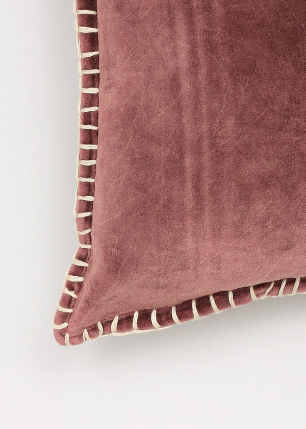 English Elm Stonewashed Cotton Velvet Throw Pillow - Luxurious Decorative Accent With Hand-Stitched Edges, 19" B346P321253-GIGA