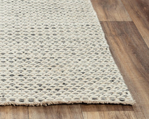 Alora Decor Monarch Hand-Woven Wool Rug In Gray Ivory Basket-Weave With Fringe — Soft, Durable, Artisanal Comfort 7'6" x 9'6" 01501510100337696