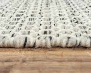 Alora Decor Monarch Hand-Woven Wool Rug In Gray Ivory Basket-Weave With Fringe — Soft, Durable, Artisanal Comfort 7'6" x 9'6" 01501510100337696
