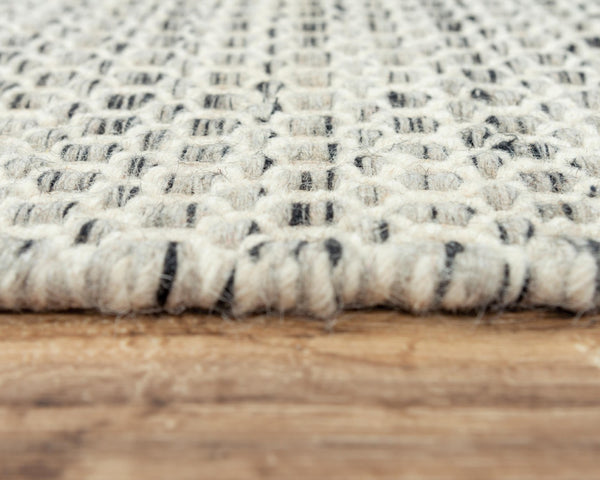 Alora Decor Monarch Hand-Woven Wool Rug In Gray Ivory Basket-Weave With Fringe — Soft, Durable, Artisanal Comfort 7'6" x 9'6" 01501510100337696