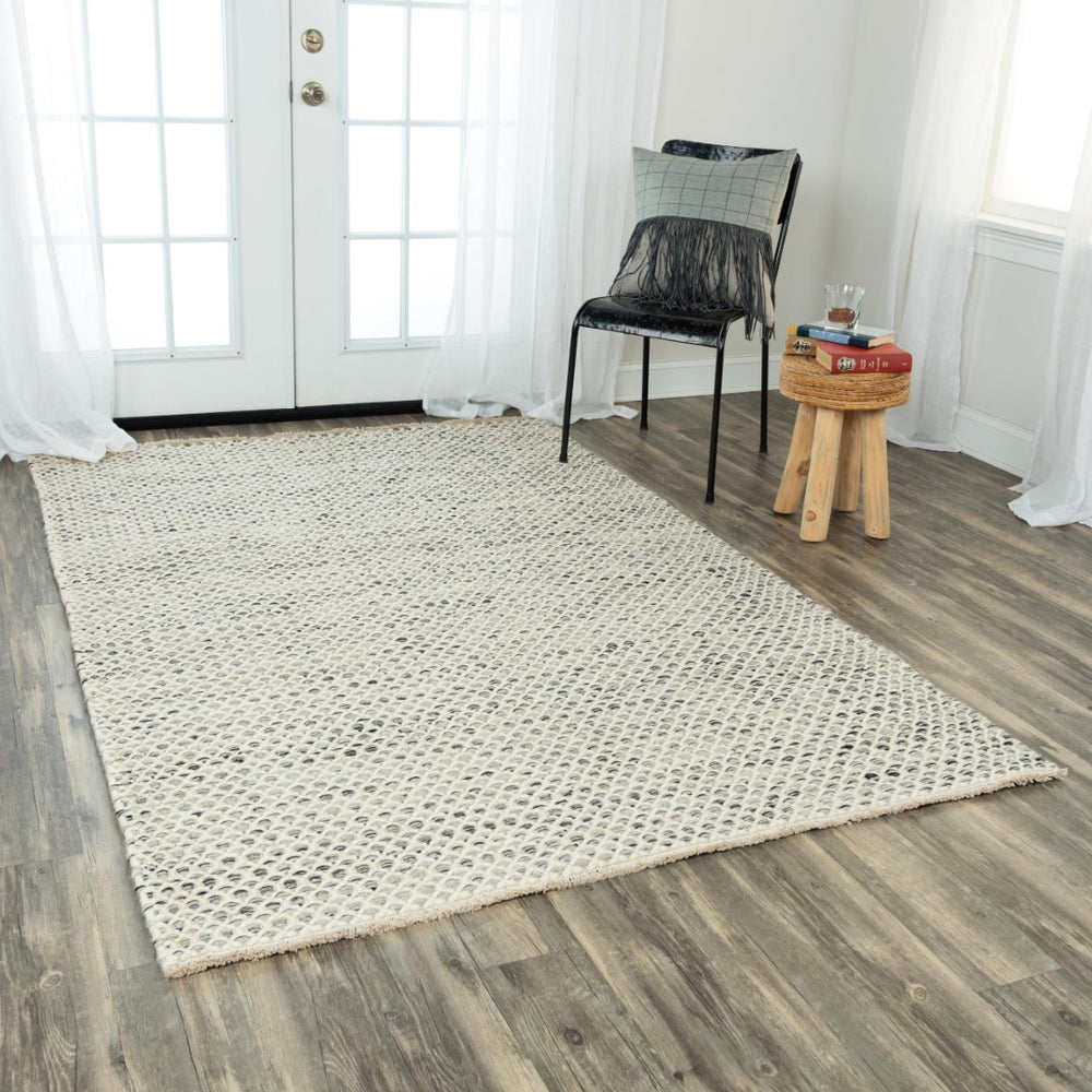 Alora Decor Monarch Hand-Woven Wool Rug In Gray Ivory Basket-Weave With Fringe — Soft, Durable, Artisanal Comfort 7'6" x 9'6" 01501510100337696