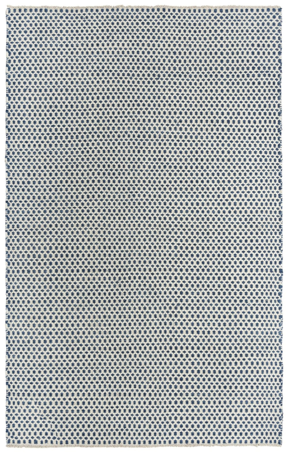 Alora Decor Monarch Hand-Woven Wool Rug In Navy And Ivory Basket Weave With Fringe — Cozy Durable Texture 7'6" x 9'6" 01501510200097696