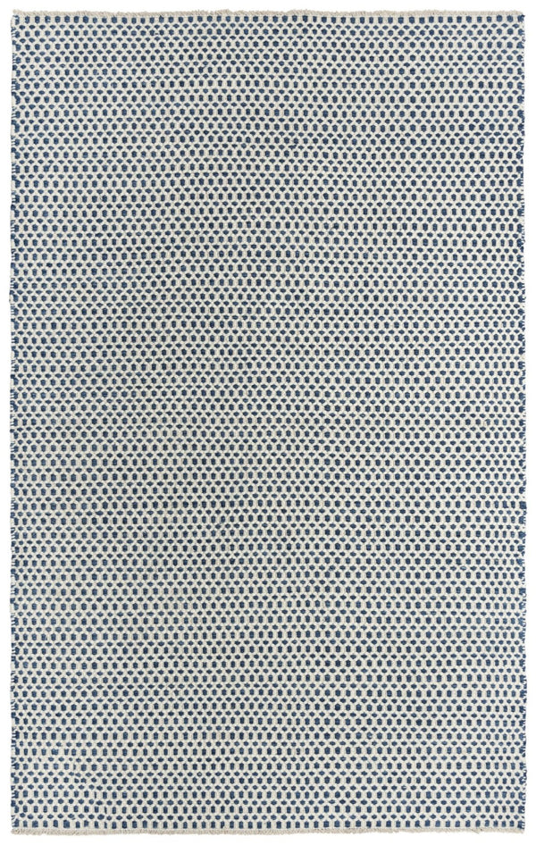 Alora Decor Monarch Hand-Woven Wool Rug In Navy And Ivory Basket Weave With Fringe — Cozy Durable Texture 7'6" x 9'6" 01501510200097696