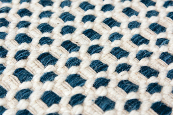 Alora Decor Monarch Hand-Woven Wool Rug In Navy And Ivory Basket Weave With Fringe — Cozy Durable Texture 7'6" x 9'6" 01501510200097696