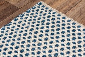 Alora Decor Monarch Hand-Woven Wool Rug In Navy And Ivory Basket Weave With Fringe — Cozy Durable Texture 7'6" x 9'6" 01501510200097696
