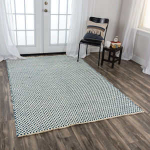 Alora Decor Monarch Hand-Woven Wool Rug In Navy And Ivory Basket Weave With Fringe — Cozy Durable Texture 7'6" x 9'6" 01501510200097696