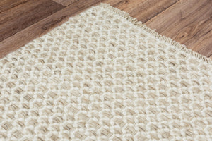 Alora Decor Monarch Hand-Woven 100% Wool Beige Basket-Weave Rug With Fringe — Casual, Durable, Soft Underfoot 8'6" x 11'6" 01501510300048611