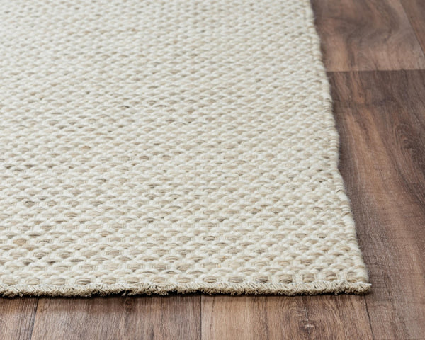 Alora Decor Monarch Hand-Woven 100% Wool Beige Basket-Weave Rug With Fringe — Casual, Durable, Soft Underfoot 8'6" x 11'6" 01501510300048611