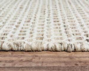 Alora Decor Monarch Hand-Woven 100% Wool Beige Basket-Weave Rug With Fringe — Casual, Durable, Soft Underfoot 8'6" x 11'6" 01501510300048611