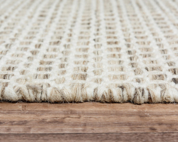 Alora Decor Monarch Hand-Woven 100% Wool Beige Basket-Weave Rug With Fringe — Casual, Durable, Soft Underfoot 8'6" x 11'6" 01501510300048611